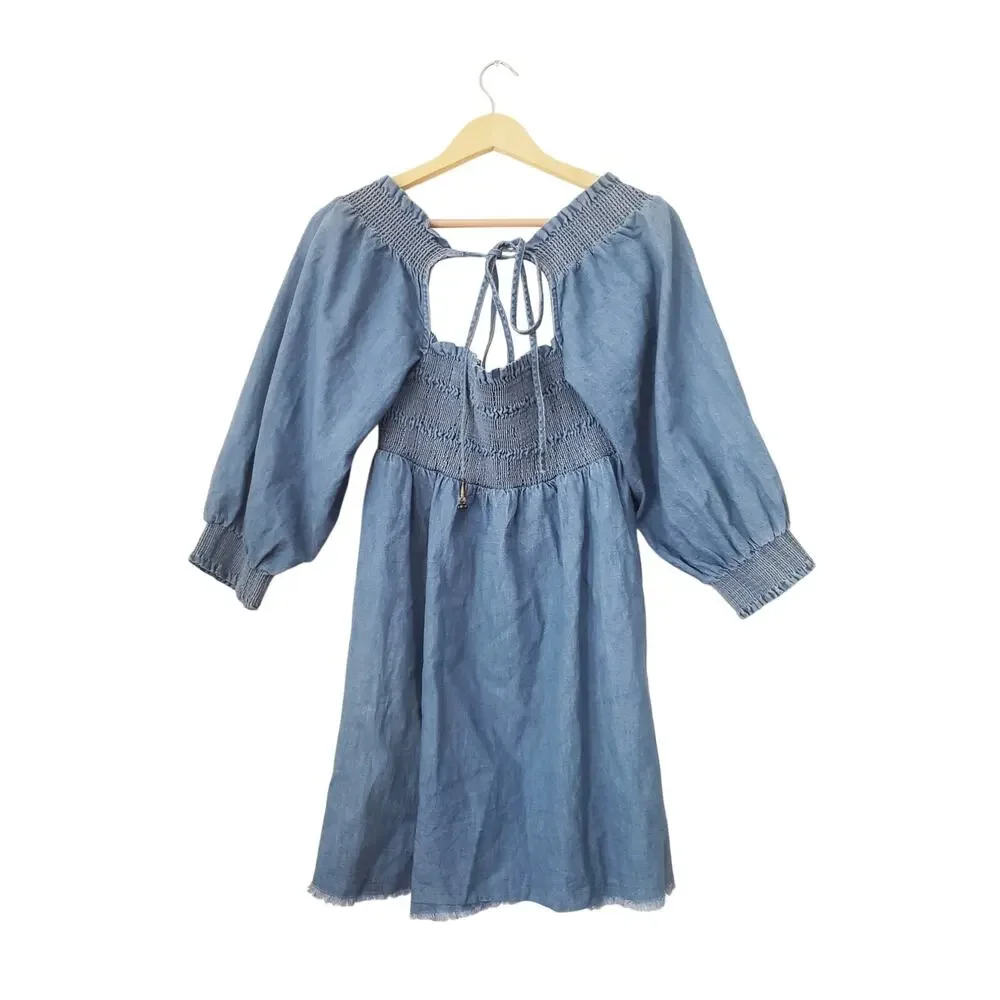 Free People This Is Everything Denim Mini Dress Size Medium